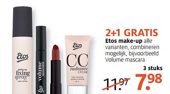 Aanbiedingen Etos make-up volume mascara - Huismerk - Etos - Geldig van 19/06/2017 tot 02/07/2017 bij Etos
