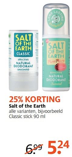 Aanbiedingen Salt of the earth classic stick - Salt of the Earth - Geldig van 19/06/2017 tot 02/07/2017 bij Etos