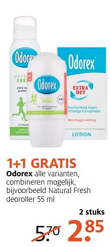 Aanbiedingen Odorex natural fresh deoroller - Odorex - Geldig van 19/06/2017 tot 02/07/2017 bij Etos