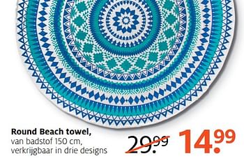 Aanbiedingen Round beach towel - Huismerk - Etos - Geldig van 19/06/2017 tot 02/07/2017 bij Etos