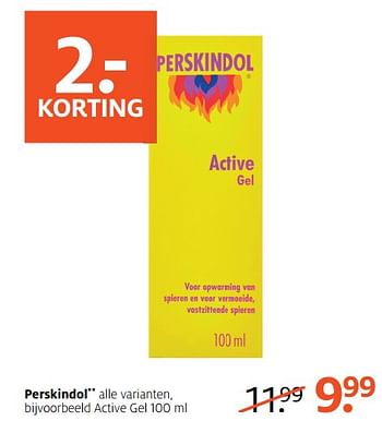 Aanbiedingen Perskindol active gel - Perskindol - Geldig van 19/06/2017 tot 02/07/2017 bij Etos