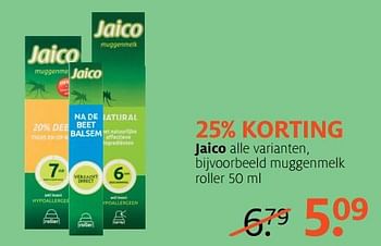 Aanbiedingen Jaico muggenmelk roller - Jaico - Geldig van 19/06/2017 tot 02/07/2017 bij Etos