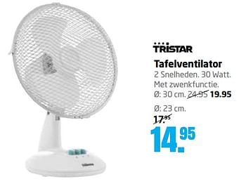 Aanbiedingen Tristar tafelventilator14.95 - Tristar - Geldig van 19/06/2017 tot 02/07/2017 bij Formido