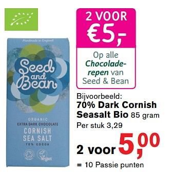Aanbiedingen 70% dark cornish seasalt bio - Seed &amp; Bean - Geldig van 19/06/2017 tot 16/07/2017 bij Holland & Barrett