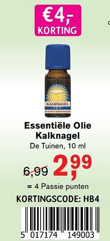 Aanbiedingen Essentiële olie kalknagel - De Tuinen - Geldig van 19/06/2017 tot 16/07/2017 bij Holland & Barrett