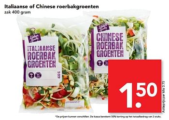 Aanbiedingen Italiaanse of chinese roerbakgroenten - Huismerk deen supermarkt - Geldig van 18/06/2017 tot 24/06/2017 bij Deen Supermarkten
