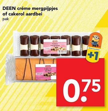 Aanbiedingen Deen créme mergpijpjes of cakerol aardbei - Huismerk deen supermarkt - Geldig van 18/06/2017 tot 24/06/2017 bij Deen Supermarkten