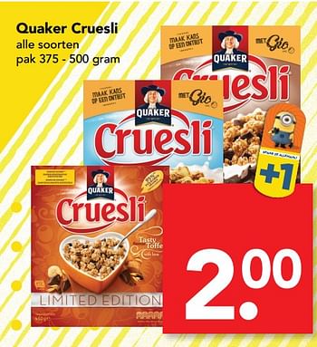 Aanbiedingen Quaker cruesli - Quaker - Geldig van 18/06/2017 tot 24/06/2017 bij Deen Supermarkten