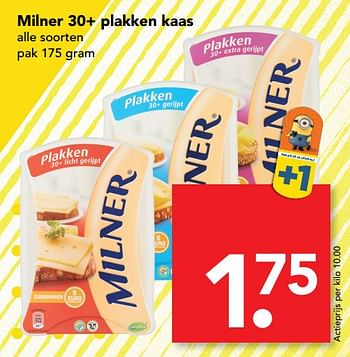Aanbiedingen Milner 30+ plakken kaas - Milner - Geldig van 18/06/2017 tot 24/06/2017 bij Deen Supermarkten