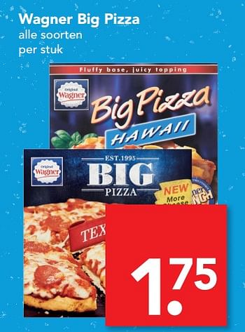 Aanbiedingen Wagner big pizza - Original Wagner - Geldig van 18/06/2017 tot 24/06/2017 bij Deen Supermarkten