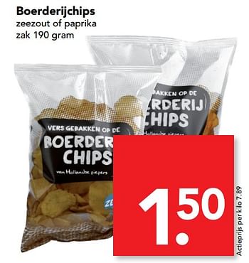 Aanbiedingen Boerderijchips zeezout of paprika - Huismerk deen supermarkt - Geldig van 18/06/2017 tot 24/06/2017 bij Deen Supermarkten