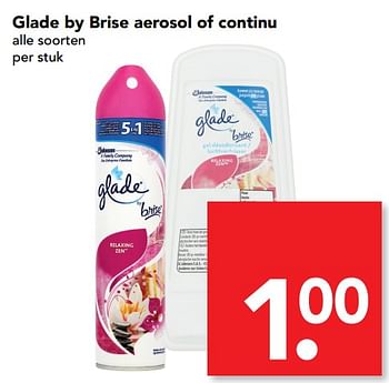 Aanbiedingen Glade by brise aerosol of continu - Glade - Geldig van 18/06/2017 tot 24/06/2017 bij Deen Supermarkten