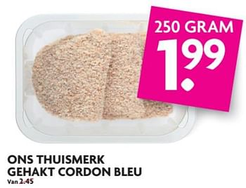 Aanbiedingen Ons thuismerk gehakt cordon bleu - Huismerk - Deka Markt - Geldig van 18/06/2017 tot 25/06/2017 bij Deka Markt
