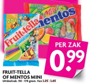 Aanbiedingen Fruit-tella of mentos mini - Mentos - Geldig van 18/06/2017 tot 25/06/2017 bij Deka Markt