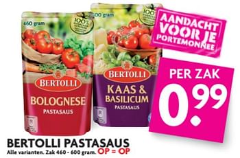 Aanbiedingen Bertolli pastasaus varianten - Bertolli - Geldig van 18/06/2017 tot 25/06/2017 bij Deka Markt