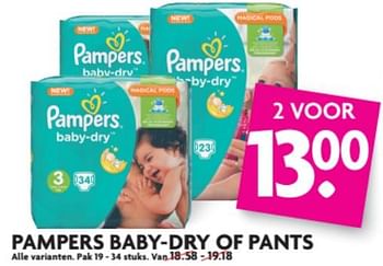 Aanbiedingen Pampers baby-dry of pants - Pampers - Geldig van 18/06/2017 tot 25/06/2017 bij Deka Markt