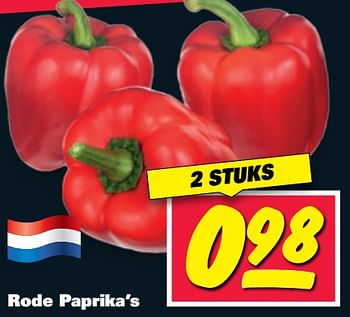 Aanbiedingen Rode paprika`s - Huismerk - Nettorama - Geldig van 19/06/2017 tot 25/06/2017 bij Nettorama