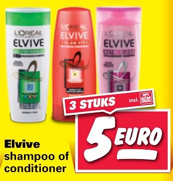 Aanbiedingen Elvive shampoo of conditioner - L'Oreal Paris - Geldig van 19/06/2017 tot 25/06/2017 bij Nettorama