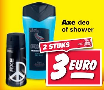 Aanbiedingen Axe deo of shower - Axe - Geldig van 19/06/2017 tot 25/06/2017 bij Nettorama