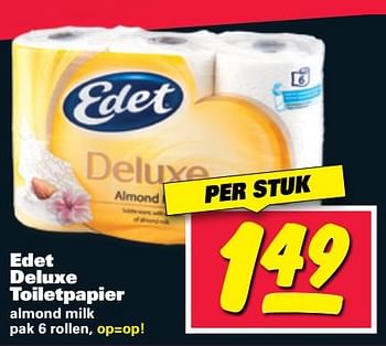 Aanbiedingen Edet deluxe toiletpapier almond milk - Edet - Geldig van 19/06/2017 tot 25/06/2017 bij Nettorama