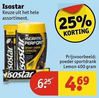 Aanbiedingen Poeder sportdrank lemon - Isostar - Geldig van 20/06/2017 tot 25/06/2017 bij Kruidvat