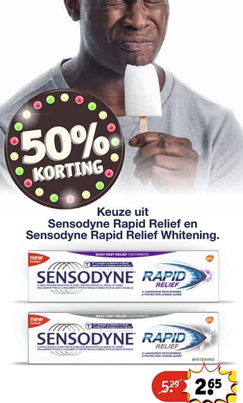 Aanbiedingen Keuze uit sensodyne rapid relief en sensodyne rapid relief whitening - Sensodyne - Geldig van 20/06/2017 tot 25/06/2017 bij Kruidvat