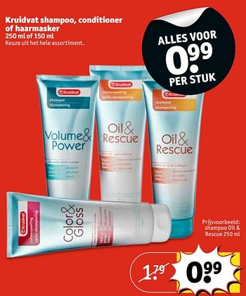 Aanbiedingen Shampoo oil + rescue - Huismerk - Kruidvat - Geldig van 20/06/2017 tot 25/06/2017 bij Kruidvat