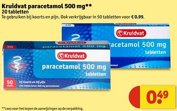 Aanbiedingen Kruidvat paracetamol - Huismerk - Kruidvat - Geldig van 20/06/2017 tot 25/06/2017 bij Kruidvat