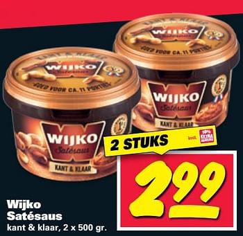 Aanbiedingen Wijko satésaus kant + klaar - Wijko - Geldig van 19/06/2017 tot 25/06/2017 bij Nettorama