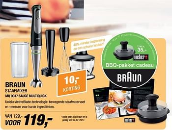 Aanbiedingen Braun staafmixer mq 9037 sauce multiquick - Braun - Geldig van 19/06/2017 tot 25/06/2017 bij Electro World