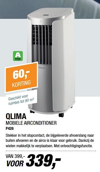 Aanbiedingen Qlima mobiele airconditioner p426 - Qlima  - Geldig van 19/06/2017 tot 25/06/2017 bij Electro World