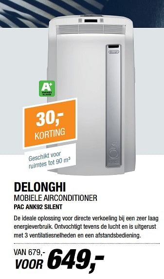 Aanbiedingen Delonghi mobiele airconditioner pac ank92 silent - Delonghi - Geldig van 19/06/2017 tot 25/06/2017 bij Electro World
