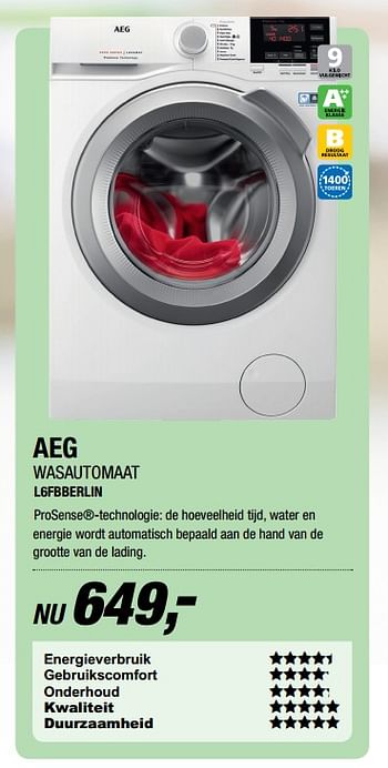 Aanbiedingen Aeg wasautomaat l6fbberlin - AEG - Geldig van 19/06/2017 tot 25/06/2017 bij Electro World