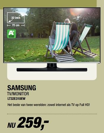 Aanbiedingen Samsung tv-monitor lt32e310ew - Samsung - Geldig van 19/06/2017 tot 25/06/2017 bij Electro World