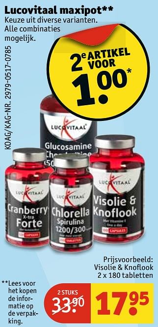 Aanbiedingen Visolie + knoflook tabletten - Lucovitaal - Geldig van 20/06/2017 tot 25/06/2017 bij Kruidvat