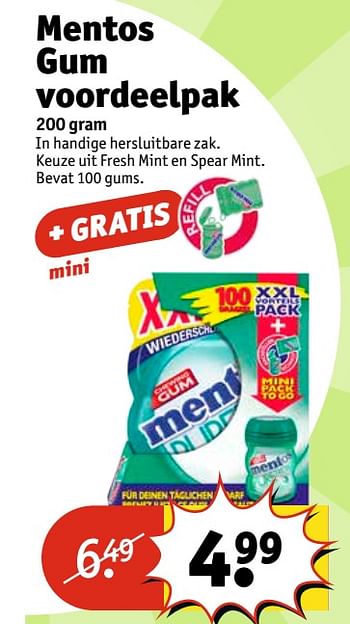 Aanbiedingen Mentos gum voordeelpak - Mentos - Geldig van 20/06/2017 tot 25/06/2017 bij Kruidvat