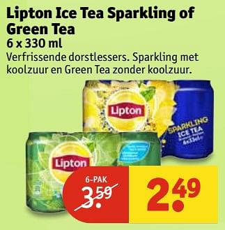 Aanbiedingen Lipton ice tea sparkling of green tea - Lipton - Geldig van 20/06/2017 tot 25/06/2017 bij Kruidvat
