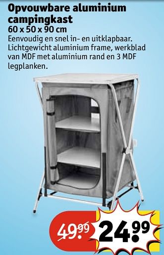 Aanbiedingen Opvouwbare aluminium campingkast - Huismerk - Kruidvat - Geldig van 20/06/2017 tot 25/06/2017 bij Kruidvat
