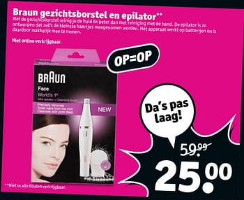 Aanbiedingen Braun gezichtsborstel en epilator - Braun - Geldig van 20/06/2017 tot 25/06/2017 bij Kruidvat