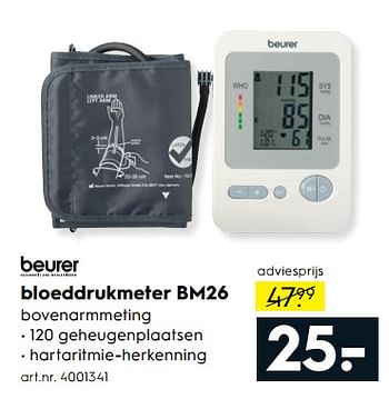 Aanbiedingen Beurer bloeddrukmeter bm26 - Beurer - Geldig van 17/06/2017 tot 28/06/2017 bij Blokker