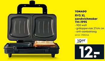Aanbiedingen Tomado rvs xl sandwichmaker tm-1995 - Tomado - Geldig van 17/06/2017 tot 28/06/2017 bij Blokker