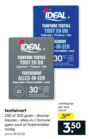 Aanbiedingen Textielverf - Ideal - Geldig van 17/06/2017 tot 28/06/2017 bij Blokker
