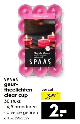 Aanbiedingen Geurtheelichten clear cup - Spaas - Geldig van 17/06/2017 tot 28/06/2017 bij Blokker