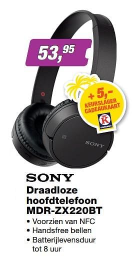 Aanbiedingen Sony draadloze hoofdtelefoon mdr-zx220bt - Sony - Geldig van 19/06/2017 tot 02/07/2017 bij ElectronicPartner