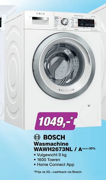 Aanbiedingen Bosch wasmachine wawh2673nl - a+++-30% - Bosch - Geldig van 19/06/2017 tot 02/07/2017 bij ElectronicPartner