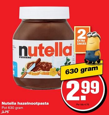 Aanbiedingen Nutella hazelnootpasta - Nutella - Geldig van 21/06/2017 tot 27/06/2017 bij Hoogvliet