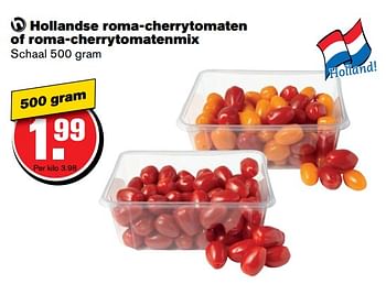 Aanbiedingen Hollandse roma-cherrytomaten of roma-cherrytomatenmix - Huismerk - Hoogvliet - Geldig van 21/06/2017 tot 27/06/2017 bij Hoogvliet