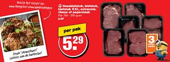 Aanbiedingen Haasbiefstuk, biefstuk, biefstuk xxl, entrecote, ribeye of pepersteak - Huismerk - Hoogvliet - Geldig van 21/06/2017 tot 27/06/2017 bij Hoogvliet