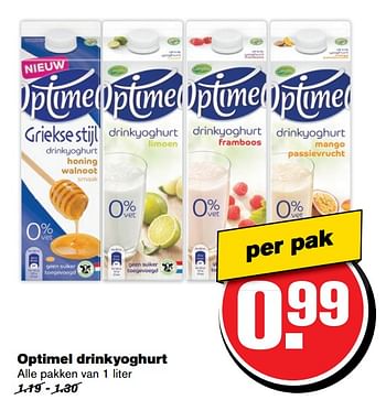 Aanbiedingen Optimel drinkyoghurt - Campina - Geldig van 21/06/2017 tot 27/06/2017 bij Hoogvliet