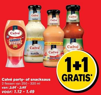 Aanbiedingen Calvé party- of snacksaus - Calve - Geldig van 21/06/2017 tot 27/06/2017 bij Hoogvliet